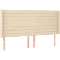 vidaXL Hoofdbord met randen 163x16x118/128 cm stof crèmekleurig