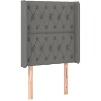 vidaXL Hoofdbord met randen 83x16x118/128 cm stof donkergrijs