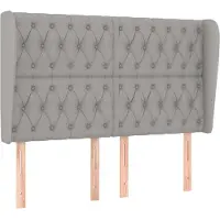 vidaXL Hoofdbord met randen 163x23x118/128 cm stof lichtgrijs