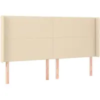 vidaXL Hoofdbord met randen 183x16x118/128 cm stof crèmekleurig