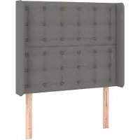 vidaXL Hoofdbord met randen 103x16x118/128 cm stof donkergrijs