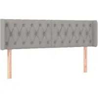vidaXL Hoofdbord met randen 163x16x78/88 cm stof lichtgrijs