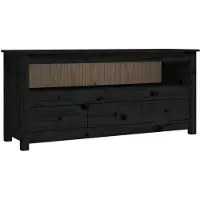 vidaXL Tv-meubel 114x35x52 cm massief grenenhout zwart