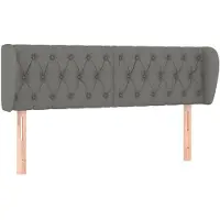 vidaXL Hoofdbord met randen 163x23x78/88 cm stof donkergrijs