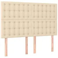 vidaXL Hoofdbord crème 144x5x118/128 cm stof