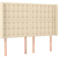 vidaXL Hoofdbord met randen 147x16x118/128 cm stof crèmekleurig