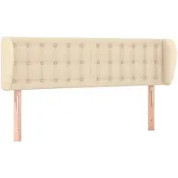 vidaXL Hoofdbord met randen 147x23x78/88 cm stof crèmekleurig