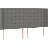 vidaXL Hoofdbord met randen 203x16x118/128 cm stof donkergrijs