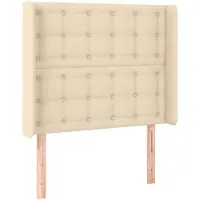 vidaXL Hoofdbord met randen 83x16x118/128 cm stof crèmekleurig