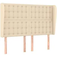 vidaXL Hoofdbord met randen 147x23x118/128 cm stof crèmekleurig