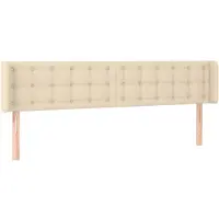 vidaXL Hoofdbord met randen 183x16x78/88 cm stof crèmekleurig