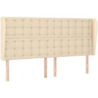 vidaXL Hoofdbord met randen 163x23x118/128 cm stof crèmekleurig
