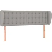 vidaXL Hoofdbord met randen 147x23x78/88 cm stof lichtgrijs