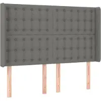 vidaXL Hoofdbord met randen 147x16x118/128 cm stof donkergrijs