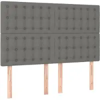vidaXL Hoofdbord donkergrijs 144x5x118/128 cm Stof
