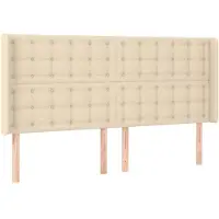 vidaXL Hoofdbord met randen 203x16x118/128 cm stof crèmekleurig