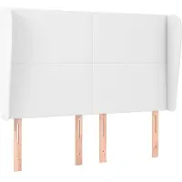 vidaXL Hoofdbord met randen 147x23x118/128 cm kunstleer wit