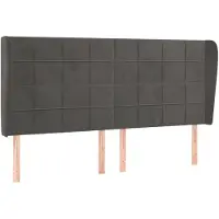 vidaXL Hoofdbord met randen 203x23x118/128 cm fluweel donkergrijs