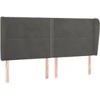 vidaXL Hoofdbord met randen 163x23x118/128 cm fluweel donkergrijs