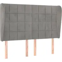 vidaXL Hoofdbord met randen 147x23x118/128 cm fluweel lichtgrijs