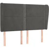 vidaXL Hoofdbord met randen 147x23x118/128 cm fluweel donkergrijs