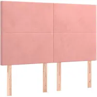 vidaXL Hoofdbord roze 144x5x118/128 cm fluweel