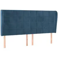 vidaXL Hoofdbord met randen 163x23x118/128 cm fluweel donkerblauw