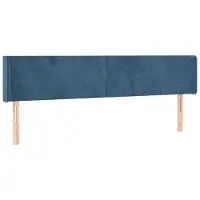 vidaXL Hoofdbord met randen 203x16x78/88 cm fluweel donkerblauw