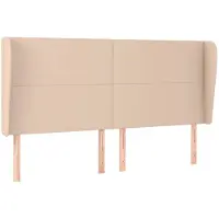 vidaXL Hoofdbord met randen 203x23x118/128cm kunstleer cappuccinokleur