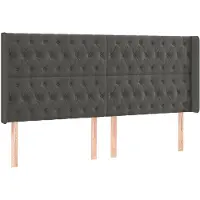 vidaXL Hoofdbord met randen 203x16x118/128 cm fluweel donkergrijs