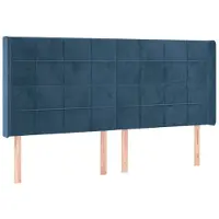 vidaXL Hoofdbord met randen 163x16x118/128 cm fluweel donkerblauw