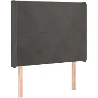vidaXL Hoofdbord met randen 103x16x118/128 cm fluweel donkergrijs