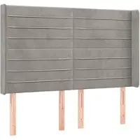 vidaXL Hoofdbord met randen 147x16x118/128 cm fluweel lichtgrijs