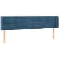 vidaXL Hoofdbord met randen 163x16x78/88 cm fluweel donkerblauw