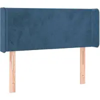 vidaXL Hoofdbord met randen 103x16x78/88 cm fluweel donkerblauw