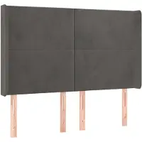 vidaXL Hoofdbord met randen 147x16x118/128 cm fluweel donkergrijs