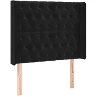 vidaXL Hoofdbord met randen 103x16x118/128 cm fluweel zwart