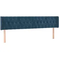 vidaXL Hoofdbord met randen 183x16x78/88 cm fluweel donkerblauw