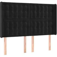 vidaXL Hoofdbord met randen 147x16x118/128 cm fluweel zwart