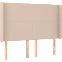 vidaXL Hoofdbord met randen 147x16x118/128cm kunstleer cappuccinokleur