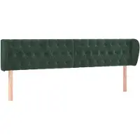 vidaXL Hoofdbord met randen 203x23x78/88 cm fluweel donkergroen