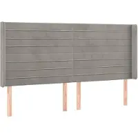 vidaXL Hoofdbord met randen 203x16x118/128 cm fluweel lichtgrijs