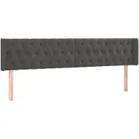 vidaXL Hoofdbord met randen 203x16x78/88 cm fluweel donkergrijs