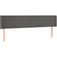 vidaXL Hoofdbord met randen 163x16x78/88 cm fluweel donkergrijs