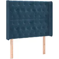 vidaXL Hoofdbord met randen 103x16x118/128 cm fluweel donkerblauw