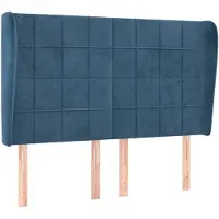 vidaXL Hoofdbord met randen 147x23x118/128 cm fluweel donkerblauw