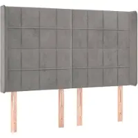 vidaXL Hoofdbord met randen 147x16x118/128 cm fluweel lichtgrijs