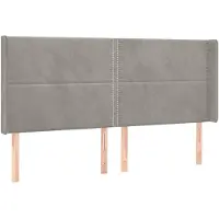 vidaXL Hoofdbord met randen 203x16x118/128 cm fluweel lichtgrijs