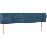 vidaXL Hoofdbord met randen 203x23x78/88 cm fluweel donkerblauw