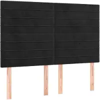 vidaXL Hoofdbord zwart 144x5x118/128 cm fluweel